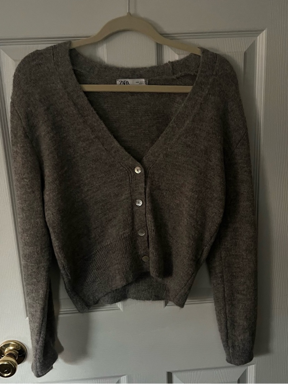 Zara Charcoal V-Neck Button Front Cardigan